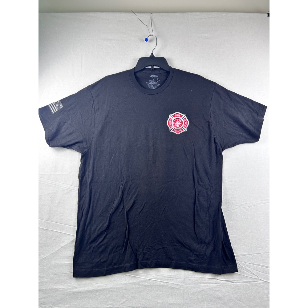 Ann Arbor T-Shirt Co Fire Rescue Thin Red Line American Flag Black Tee XL